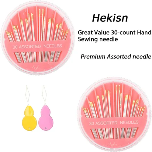 Miniatura 2 de Hekisn 30 agujas de coser a mano de alta calidad, 6 tamaños, 30 unidades, agujas de coser surtidas, agujas de coser para reparación de costura a
