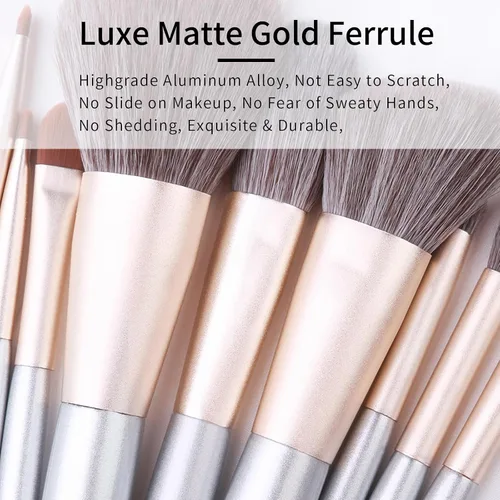 Miniatura 4 de ENZO KEN Juego de brochas de maquillaje de fibra natural y pelo de cabra profesional, juego de brochas de maquillaje de cabello combinado