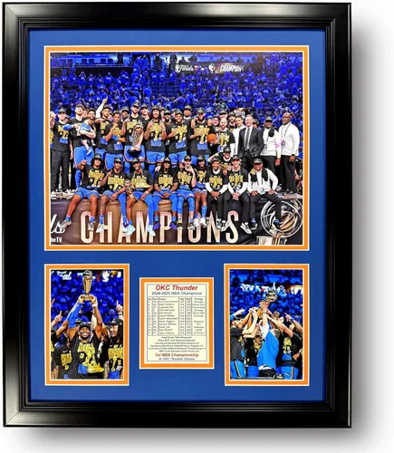 Miniatura 9 de Oklahoma City Thunder (OKC) 2024-2025 NBA Finals Champions Recuerdos coleccionables de baloncesto Imagen enmarcada y regalo de collage de fotos