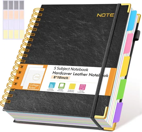 Miniatura 34 de Cuadernos en espiral de 8.5 x 11 pulgadas para trabajar con pestañas divisorias extraíbles, 300 páginas, cuaderno de 5 materias con rayas