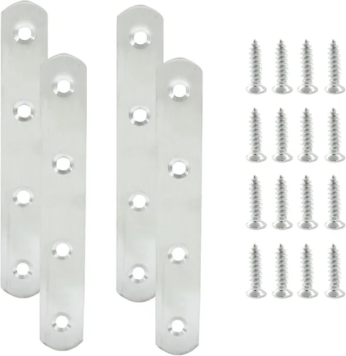Miniatura 20 de Paquete de 16 soportes rectos de placa plana de acero inoxidable de 1.5 pulgadas, soporte de metal plano de 1.5 pulgadas, soportes de metal de 1.5