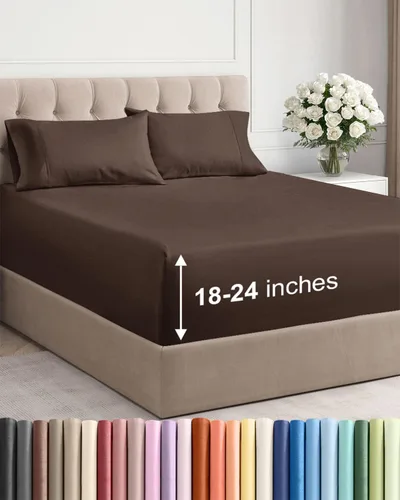 Miniatura 61 de Sábanas King divididas con bolsillos extra profundos, sábanas transpirables y refrescantes de 5 piezas, sábanas de lujo para hotel, suaves, sin 22