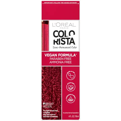 L'Oreal Paris Colorista - Tinte semipermanente para cabello decolorado o rubio, fórmula de mascarilla para depósitos de color, rojo brillante