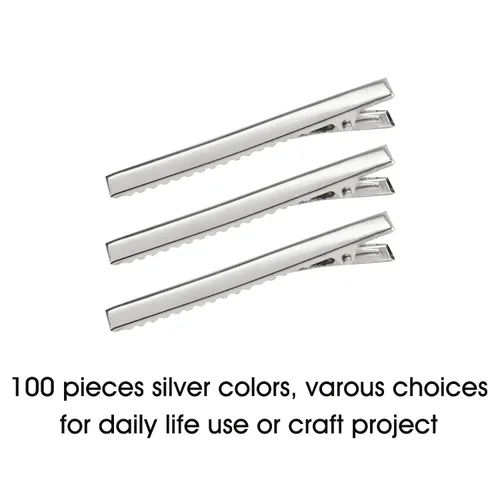 Miniatura 3 de Lawie Paquete de 100 pinzas de cocodrilo de metal para el pelo de cocodrilo de 2.953 in, pinzas para el cabello, pinzas para el cabello, pinzas