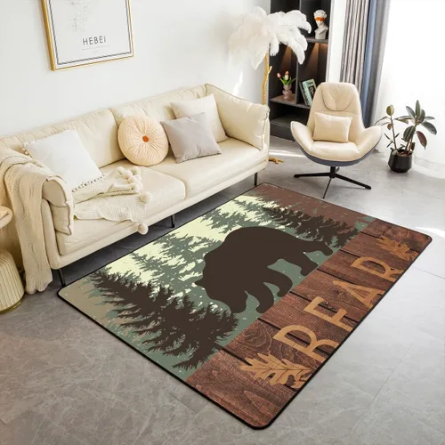 Miniatura 12 de Castle Fairy Alfombra antideslizante para sala de estar, diseño de ciervos salvajes, pinos de la selva, alfombra antideslizante para sala de estar