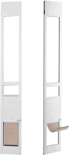 Miniatura 9 de VEVOR Puerta para perro para puerta corrediza de vidrio, 75 7/8 "-80 11/16 pulgadas de altura ajustable para puertas correderas, marco de aluminio