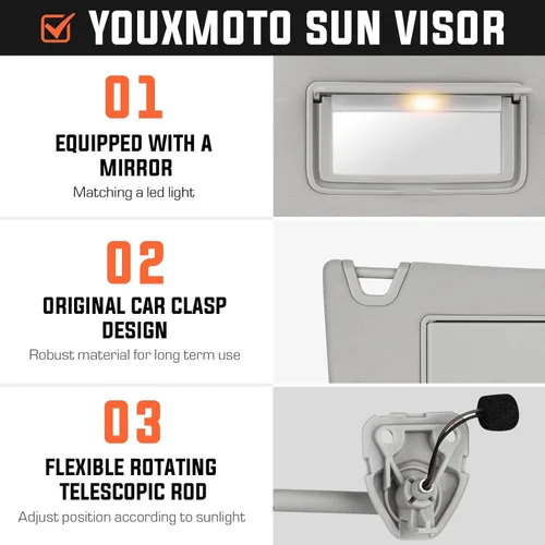 Miniatura 3 de Youxmoto Visera solar del lado izquierdo del conductor y del lado derecho del pasajero para Nissan Altima 2013 2014 2015 2016 2017 2018, reemplazo