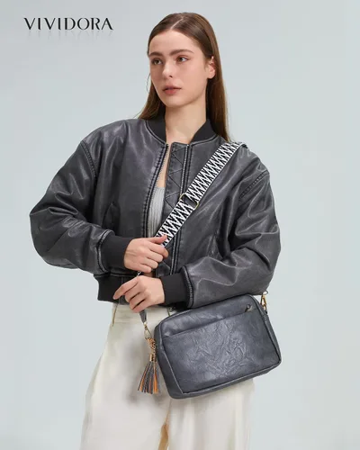 Miniatura 2 de Vividora Bolsos cruzados pequeños para mujer, a la moda, de cuero vegano, con correa ancha ajustable para guitarra