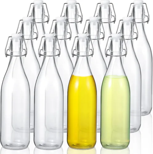 Aoriher 12 botellas de vidrio con tapa oscilante de 25 onzas, botellas de vidrio de 25.4 fl oz con tapas blancas para elaboración casera, kombucha,