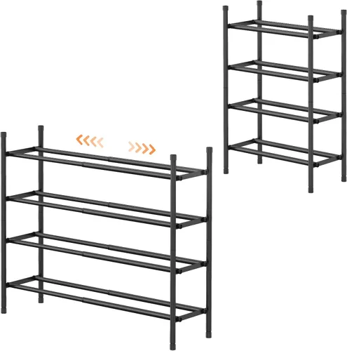 Miniatura 9 de Uneviesyka Zapatero expandible, zapatero de 2 niveles para armario, estante organizador de zapatos de metal ajustable apilable, estantes pequeños