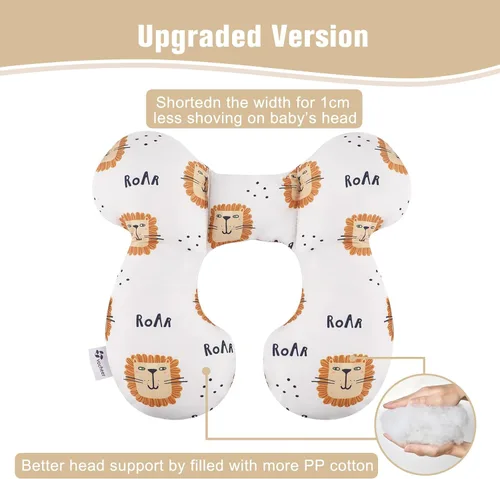 Miniatura 2 de vocheer Almohada de viaje para bebé (mejorada), almohada de apoyo para cabeza y cuello para cochecito, asiento de automóvil, cochecito, gorila, León