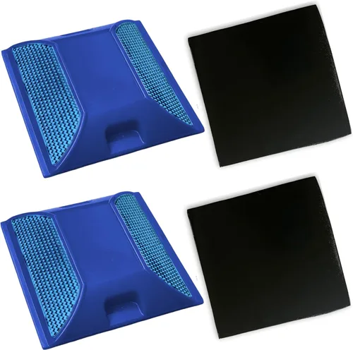 Reflectores de carretera azules para boca de incendios, paquete de 2 + almohadillas adhesivas | Marcadores de 4 por 4 pulgadas para pavimento de