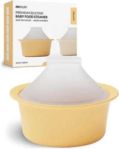 Moyuum Vaporizador de silicona para microondas, fabricado en Corea, cuenco para preparar alimentos para bebés con tapa, olla de vapor para huevos y
