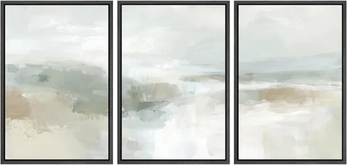 Miniatura 153 de SIGNWIN Lienzo enmarcado para pared, arte con pinceladas de flujo neutro en tonos beige abstractos, ilustraciones, arte moderno, decorativo
