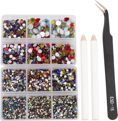 Miniatura 77 de NCB 288 diamantes de imitación de cristal redondos para arte de uñas, con parte trasera plana, para hacer accesorios de bricolaje, zapatos, ropa