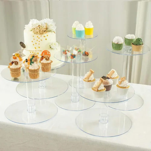Miniatura 2 de Efavormart - Soporte para decoración de postres de 6 niveles de cristal acrílico resistente para decoración de postres para fiesta de cumpleaños