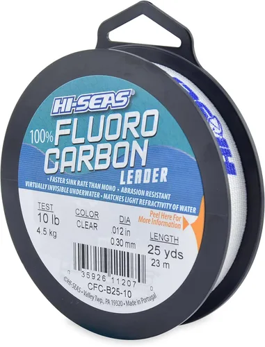 Miniatura 19 de HI-SEAS Líder de línea de pesca 100% fluorocarbono, líder invisible transparente, indetectable para peces, hundimiento rápido, 6 libras a 400 libras
