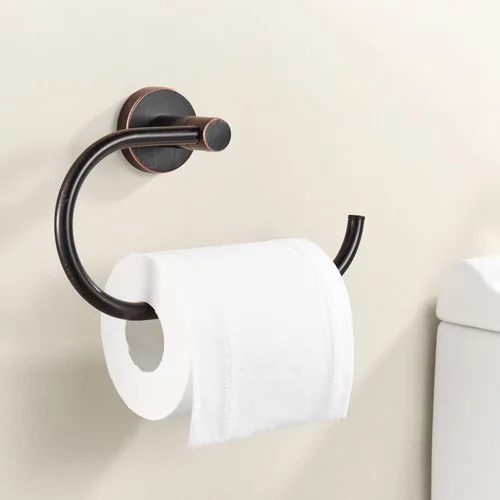 Miniatura 2 de BigBig Home Soporte de papel higiénico de bronce, portarrollos de baño frotado con aceite, soporte de papel higiénico montado en la pared, diseño