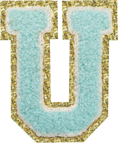 Miniatura 30 de SPRT - Parches de letras de chenilla universitaria con purpurina, parche de letras blancas para planchar con letras del alfabeto para disfraz