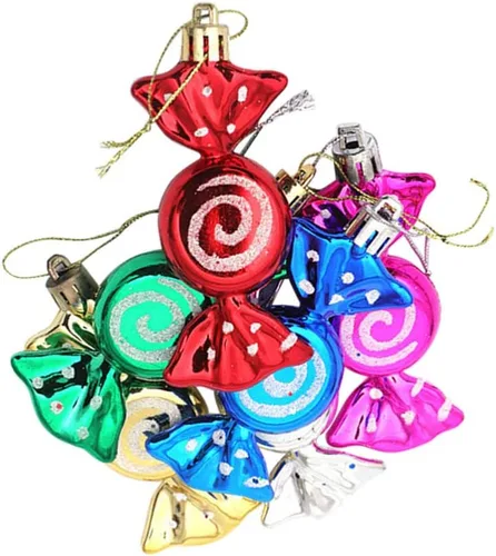 Miniatura 7 de Happyyami 12 adornos de piruleta de Navidad de plástico para decoración de árbol de Navidad, decoración colgante para el hogar y fiesta