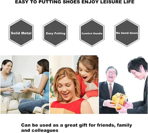 Miniatura 5 de Cuerno de zapatos de mango largo para personas mayores, calzadores de metal de 16.5 pulgadas de largo para hombres, mujeres y niños, herramienta