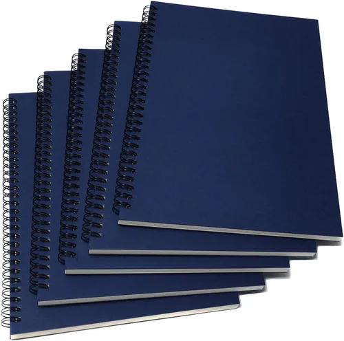 YUREE Cuaderno de espiral rayado, diario en espiral B5 de tapa suave, 5 cuadernos por paquete, 60 hojas (120 páginas), 10.2" x 7.2", azul