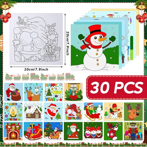 Miniatura 2 de Tenceur 30 lienzos estirados predibujados para pintar lienzos para colorear, lienzo preimpreso para pintar para adultos y niños, suministros de arte