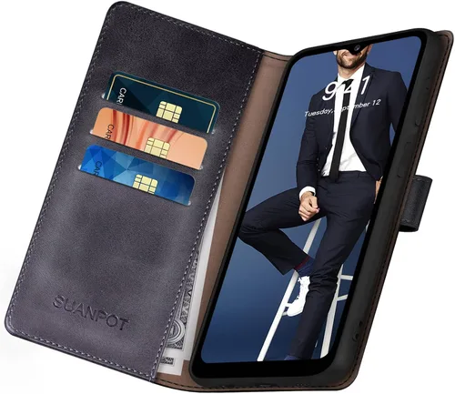 Miniatura 4 de SUANPOT Funda tipo cartera para Samsung Galaxy A03S 【Bloqueo RFID】 Titular de la tarjeta de crédito, Libro de folio con tapa Funda de cuero PU