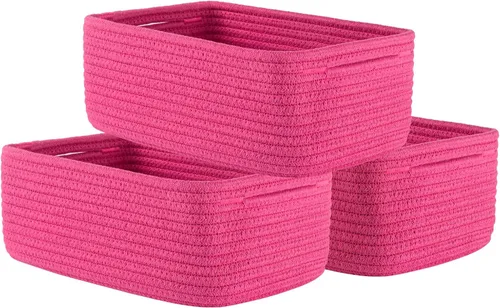 Miniatura 37 de Cesta tejida pequeña, 12 x 8 x 4.5 pulgadas, cesta de almacenamiento para organizar, bonita canasta de cuerda pequeña para estante de armario, cubos