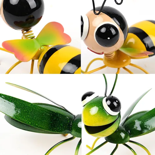 Miniatura 4 de Cruis Cuka Decoración de jardín de metal para patio, lindo saltamontes y césped de abeja, decoración de patio trasero, maceta colgante de animales