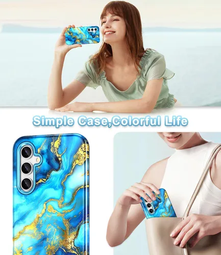 Miniatura 6 de Lamcase Funda para Galaxy S24 FE, resistente a prueba de golpes, híbrida de policarbonato duro, TPU suave, protección contra caídas de tres capas