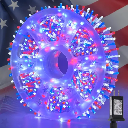 Miniatura 34 de QITONG Tira de luces rojas y verdes para exteriores, 165 pies, 500 luces LED de alambre transparente de Navidad para interiores, 8 modos de luz