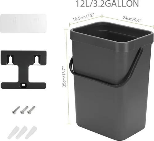 Miniatura 7 de stonespace Bote de basura debajo del fregadero, cubeta de compostaje de cocina, cubeta de pañales, bote de basura colgante de 3.2 galones/12L