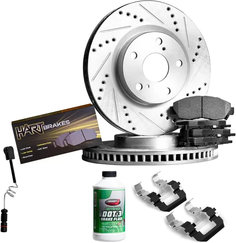 Hart Brakes Kit de frenos delanteros y rotores | Pastillas de freno delantero| Rotores y pastillas de freno | Pastillas y rotores semimetálicos |