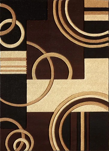 Miniatura 3 de GLORY RUGS Alfombra de Área 2x3 Felpudo Marrón Geométrico Alfombra de Piso Suave con Textura Esponjosa Premium para Sala de Estar, Comedor y Área