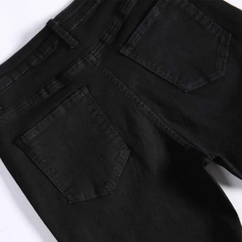 Miniatura 5 de HUNGSON Pantalones de mezclilla ajustados y elásticos para hombre, ajuste recto