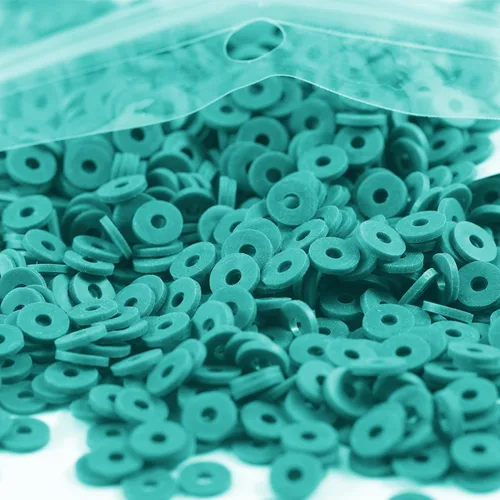 Miniatura 12 de 2000 cuentas de arcilla negra cian para hacer pulseras, cuentas planas redondas de arcilla polimérica de 0.236 pulgadas (0.236 in), cuentas Heishi