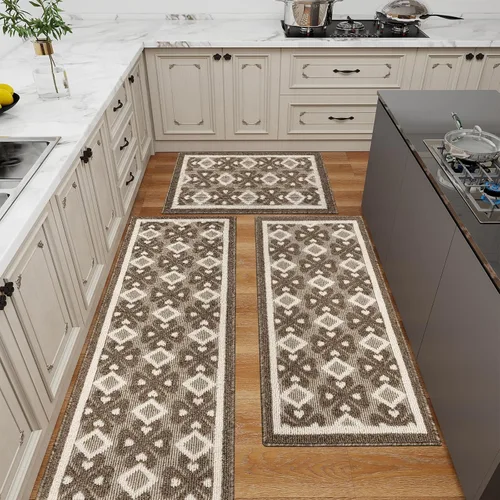 Miniatura 7 de Juego de 3 alfombras de cocina antideslizantes para piso, alfombra de cocina súper absorbente, tapetes de cocina lavables para cocina, baño, piso
