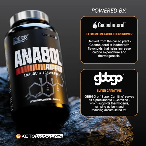 Miniatura 4 de Nutrex Research Anabol Ripped Constructor de Músculo Anabolizante para Hombres, Suplemento 2-en-1 de Construcción Muscular y Reducción, (60 unidades)