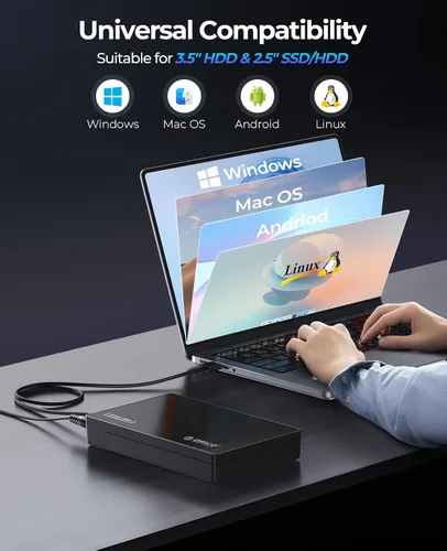 Miniatura 6 de ORICO Caja para disco duro externo de 3.5 pulgadas, SATA III a USB 3.1 tipo C para HDD, instalación sin herramientas, compatible con UASP