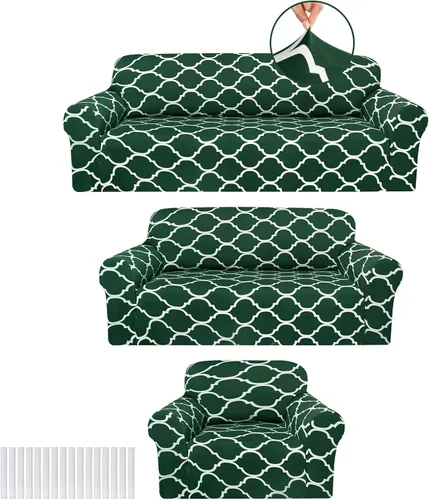 Miniatura 14 de Peryiter Juego de 3 fundas para sofá para sala de estar, fundas para muebles de sofá y sillones, funda para sillón con brazos, protector de muebles