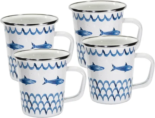 Miniatura 11 de Golden Rabbit Enamelware Latte Tazas de café o té, 16 onzas, Aspen Grove, juego de 4
