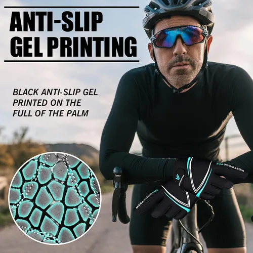 Miniatura 4 de WESTWOOD FOX Guantes de ciclismo de dedo completo, acolchados, antideslizantes para pantalla táctil, guantes de bicicleta de montaña que absorben