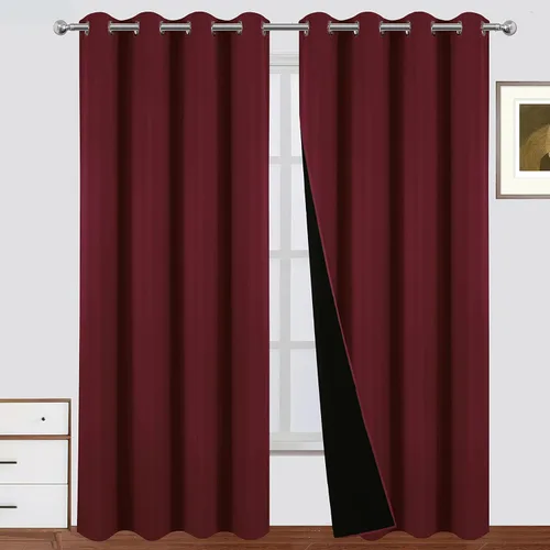 Miniatura 70 de LEMOMO Cortinas 100% opacas de 52 x 95 pulgadas, 2 paneles de oscurecimiento con aislamiento térmico para dormitorio Negro