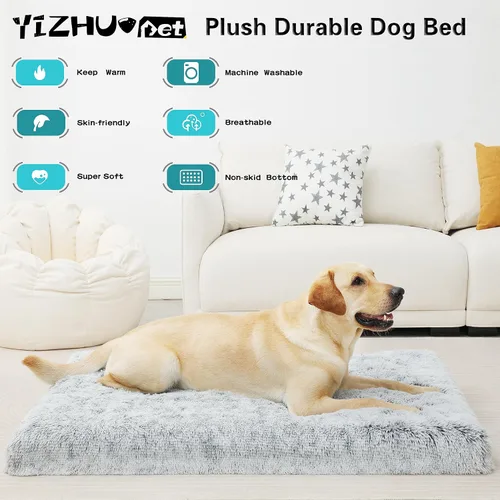 Miniatura 2 de Cama para perro, almohadilla para jaula de perro con funda extraíble lavable para mascotas, parte inferior antideslizante, camas ortopédicas Gris