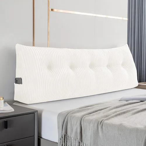 Almohada Triangular Grande para Cabecera en Forma de Cuña para Descanso en Cama y Lectura; Almohada para el Respaldo con Soporte y Posicionamiento,