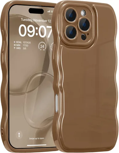 Miniatura 29 de FABSPARK - Funda para iPhone 11, diseño simple, marco ondulado, estética, silicona suave, color beige