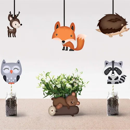 Miniatura 3 de Recortes de animales del bosque, 36 unidades, decoraciones de baby shower, recortes de criaturas grandes del bosque para temas de otoño o baby shower