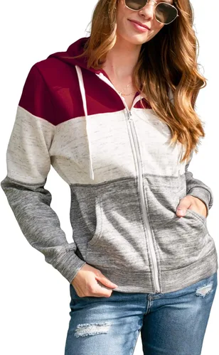 Miniatura 5 de Doublju - Chaqueta ligera y delgada con capucha y cremallera para mujer de talla extragrande