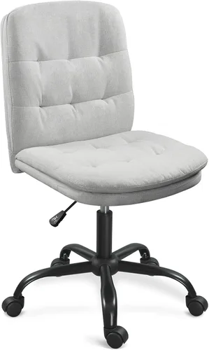 Miniatura 8 de Silla de escritorio para oficina en casa cómoda, silla cruzada sin brazos con ruedas, silla de tocador, sillas de oficina, giratorias, altura Gris